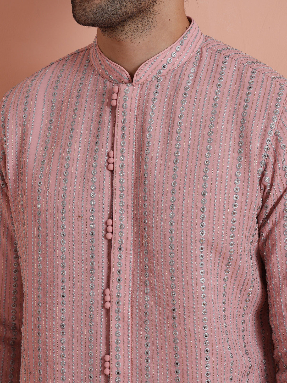 Pink Kurta with Subtle Embellishments