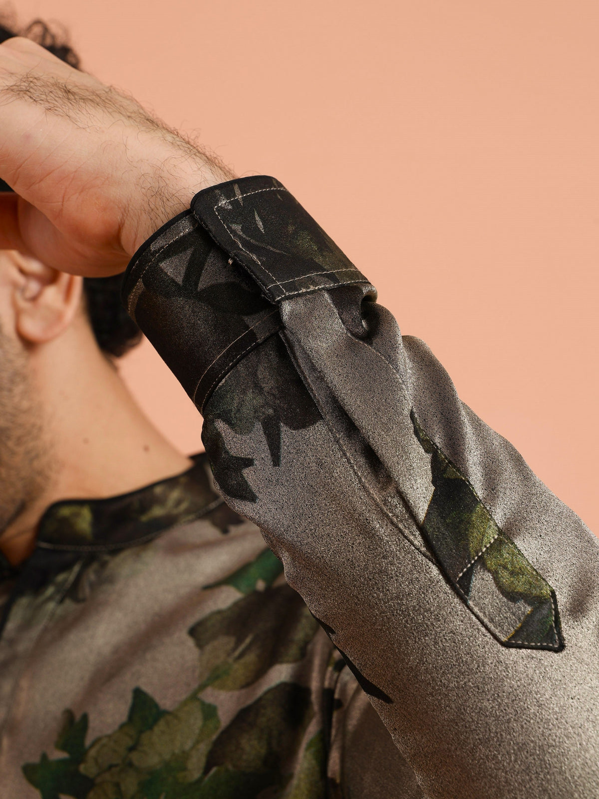 Grey Floral Printed Mid Kurta