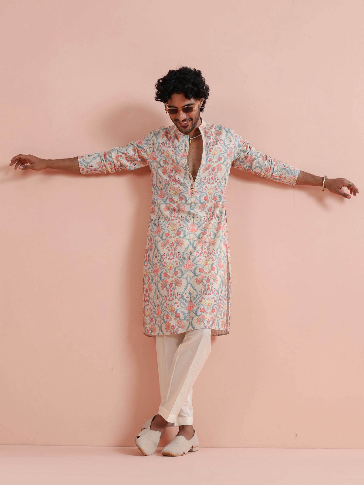 Pastel Multicolor Floral Printed Kurta