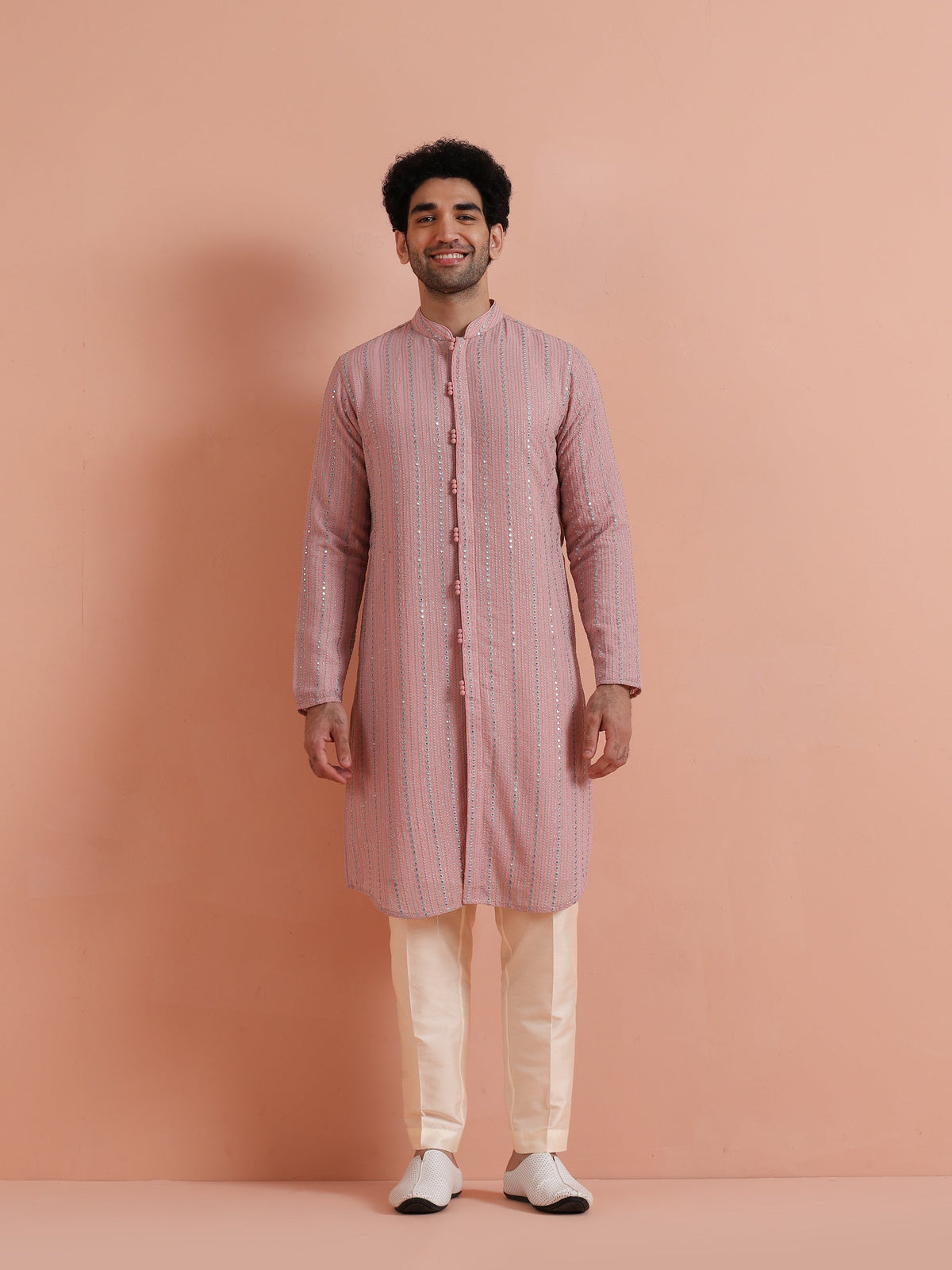Pink Kurta with Subtle Embellishments