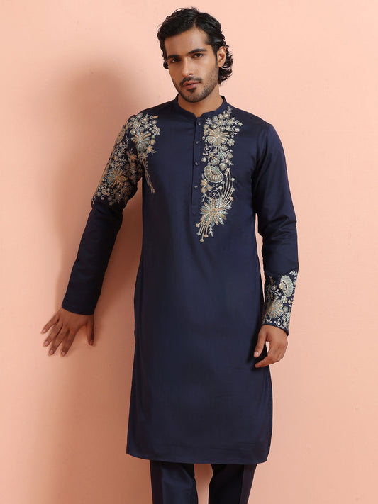 Navy Kurta with Heavy Embroidery