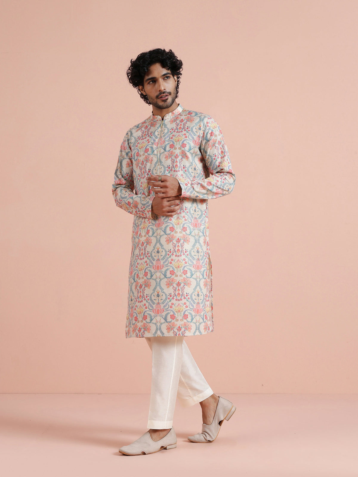 Pastel Multicolor Floral Printed Kurta