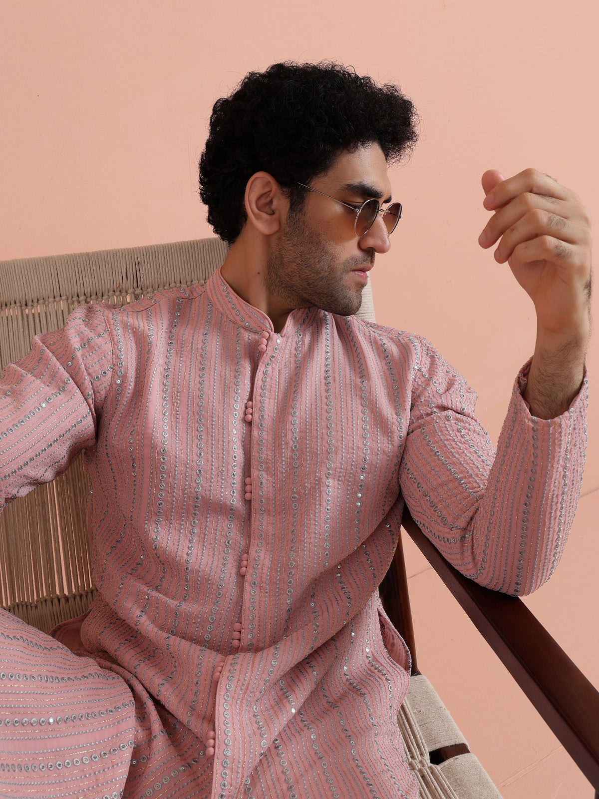 Pink Kurta with Subtle Embellishments