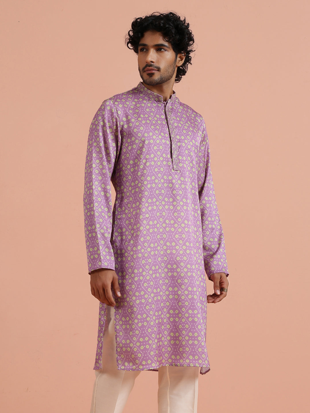 Lilac Geometric Printed Kurta