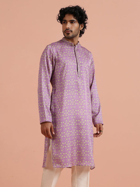 Lilac Geometric Printed Kurta