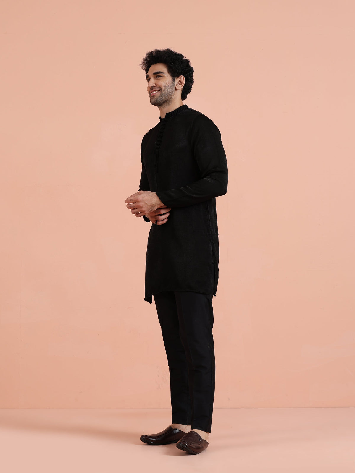 Solid Black Mid Kurta