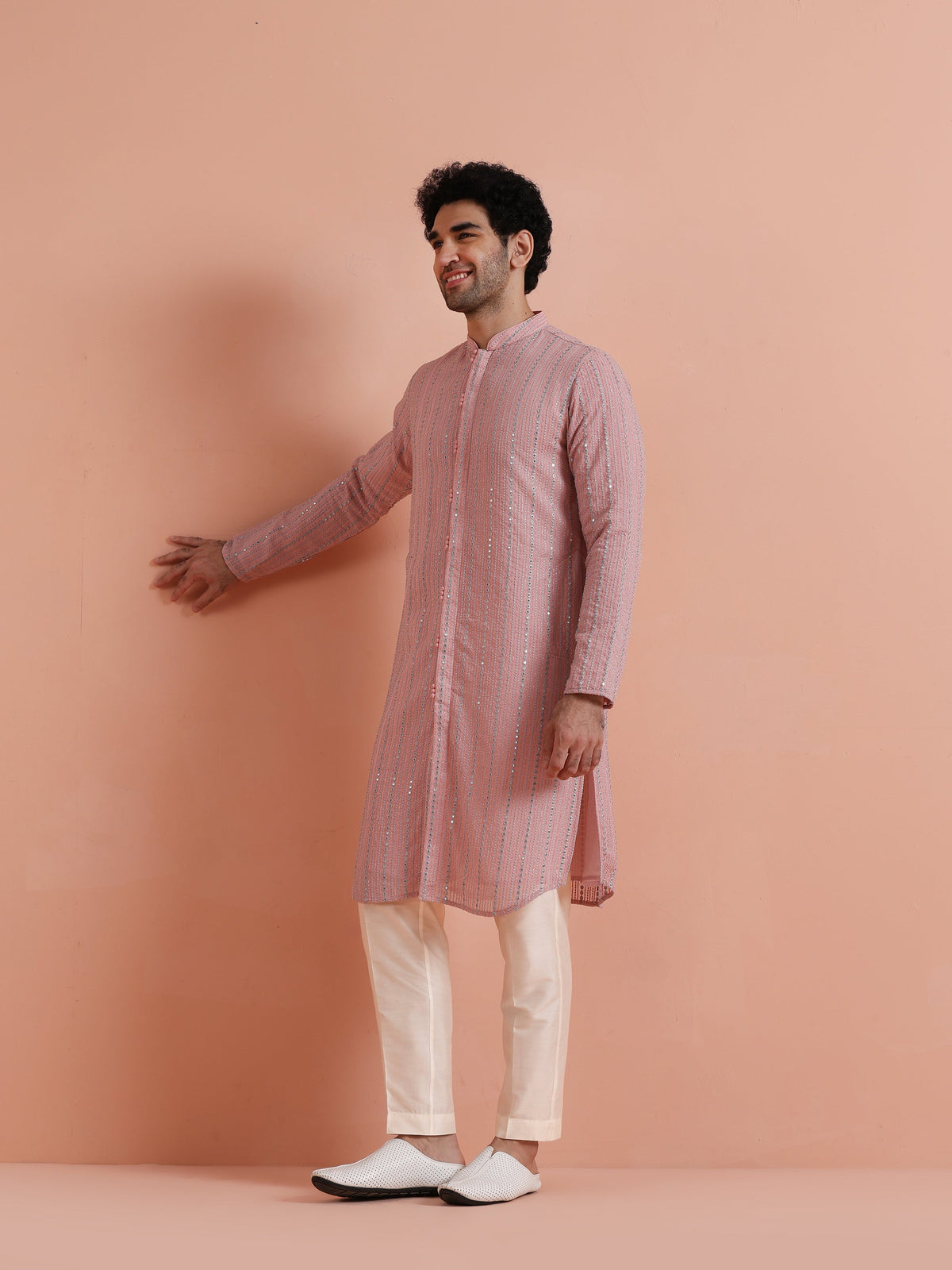 Pink Kurta with Subtle Embellishments