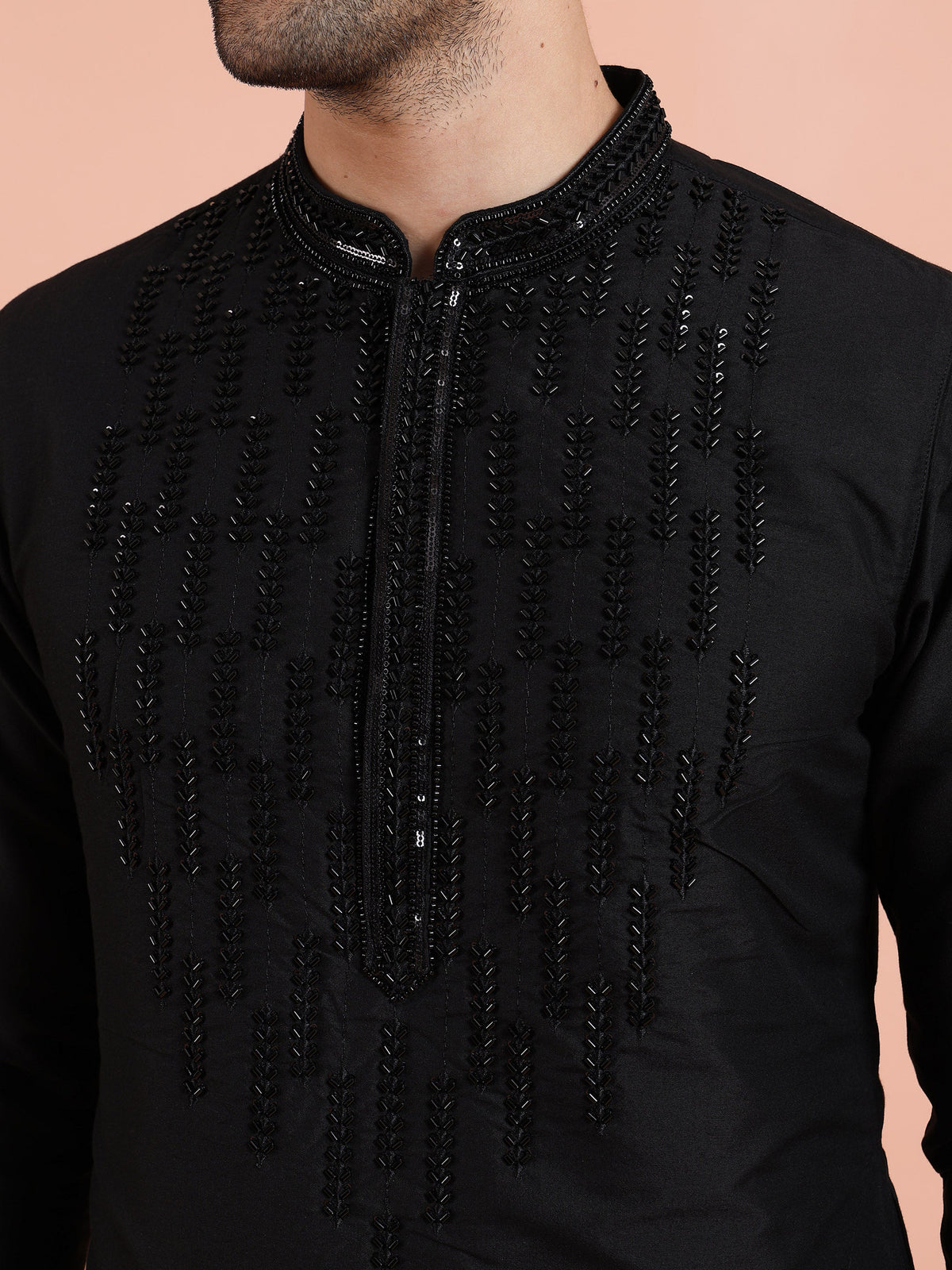 Black Kurta with Bead Embellishments