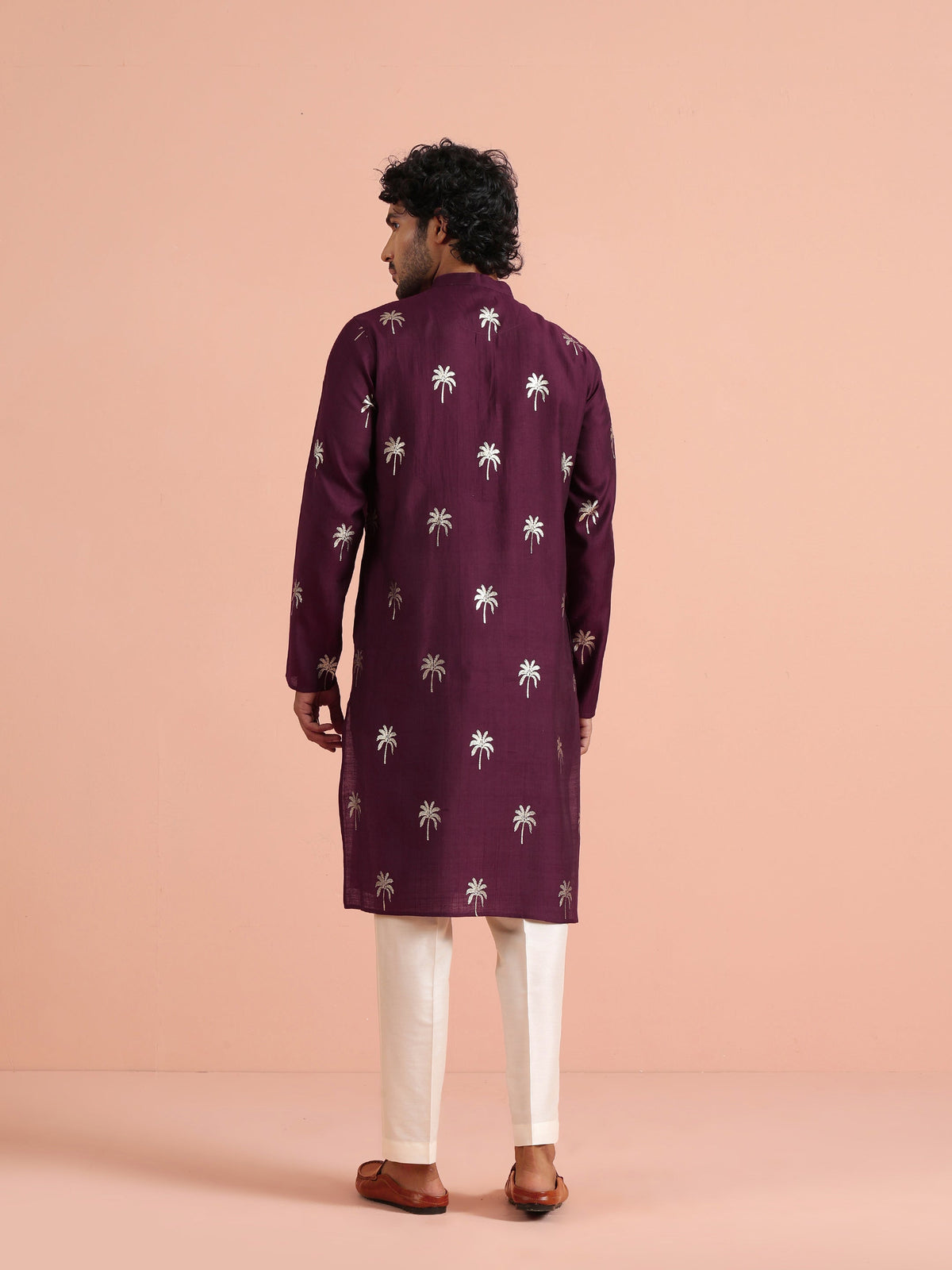 Wine Kurta with Palm Prints