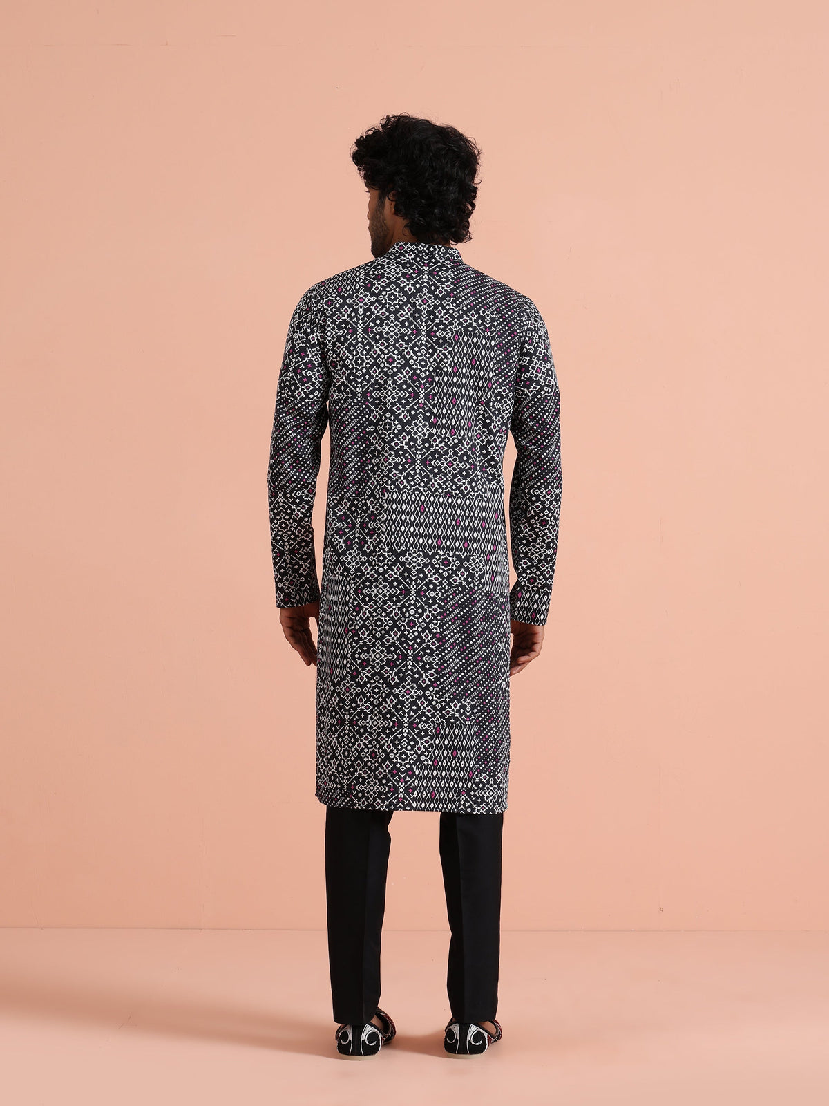 Black Geometric Printed Kurta