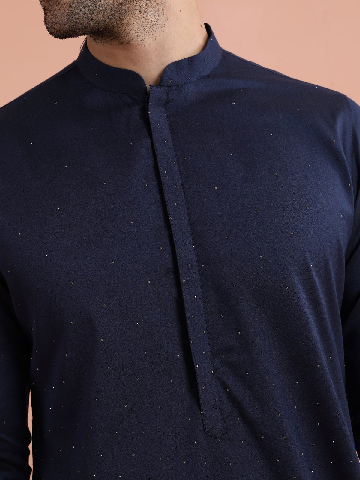 Navy Kurta with Subtle Embellishment