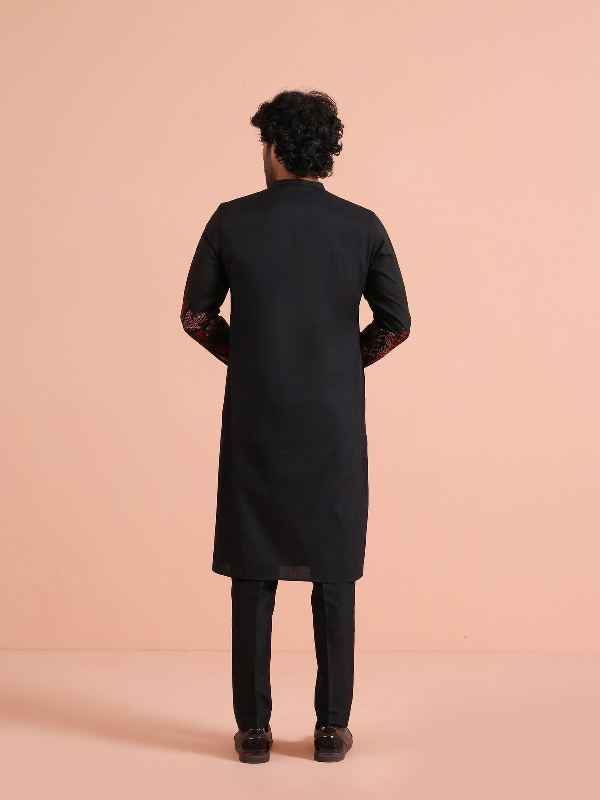 Black Kurta with Red Embroidery