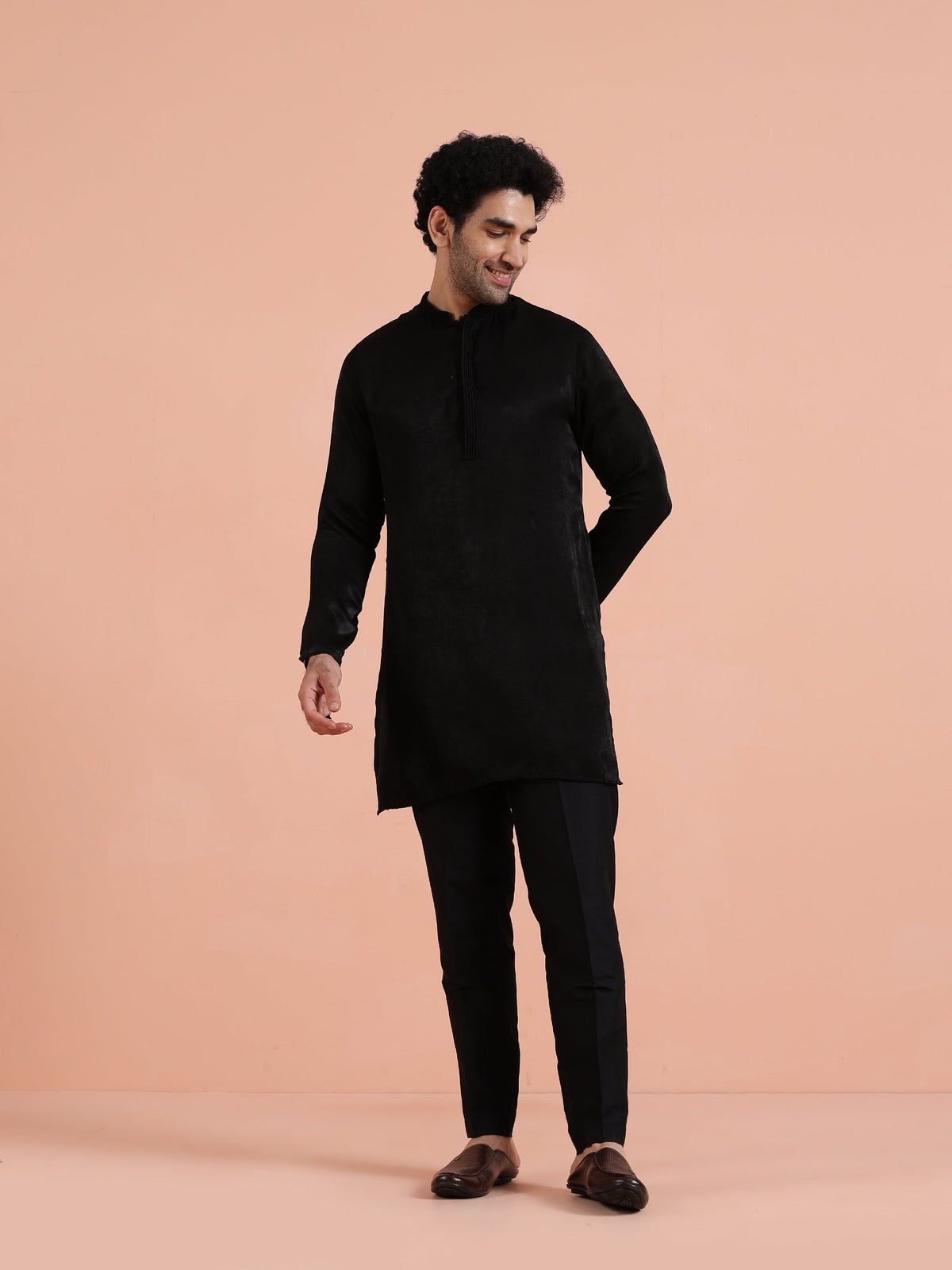 Solid Black Mid Kurta