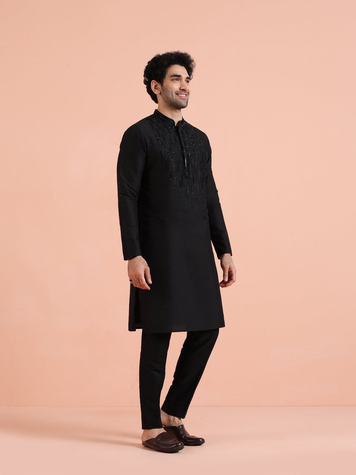 Black Kurta with Bead Embellishments