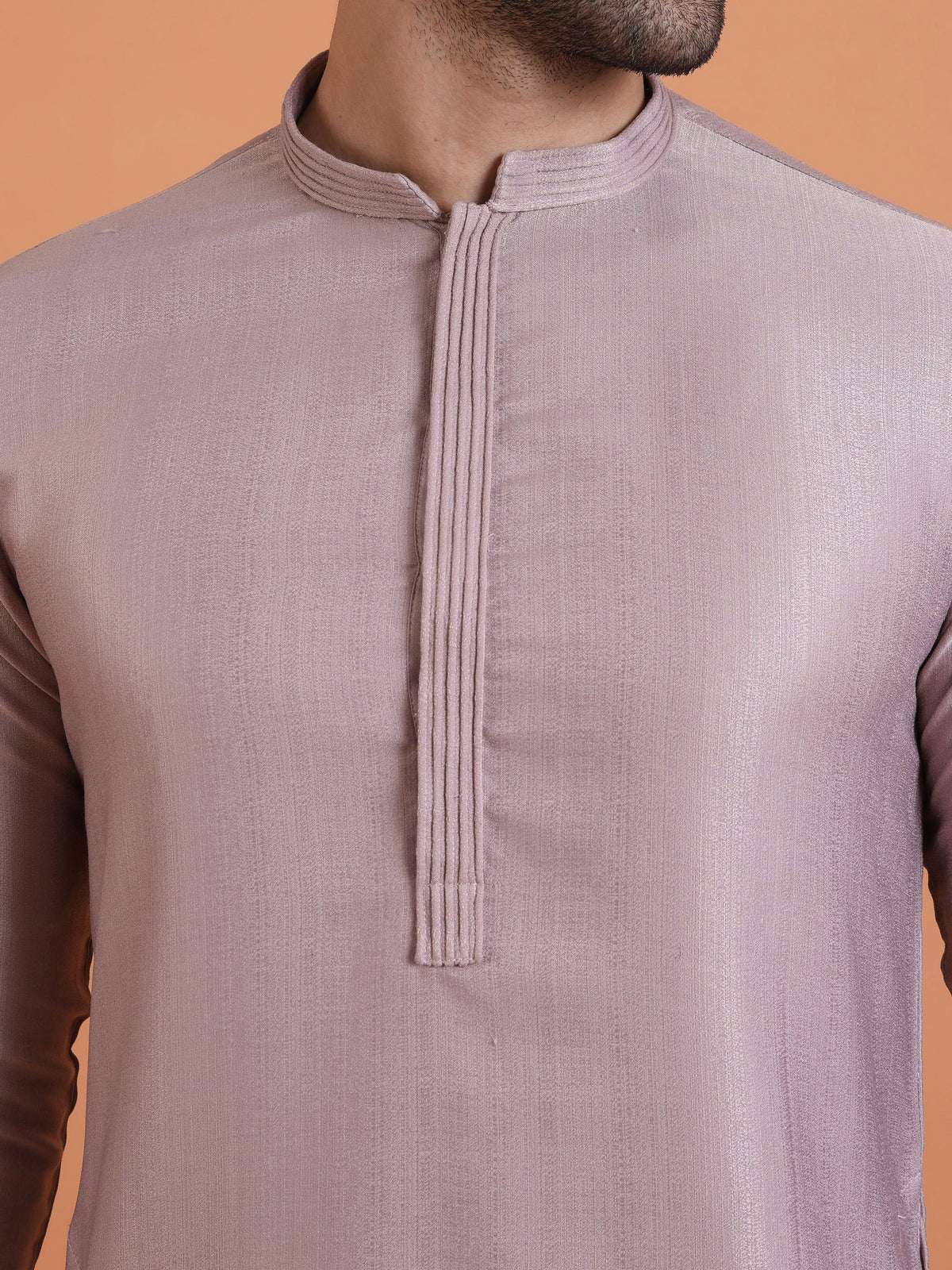 Lilac Silk Blend Solid Mid Kurta