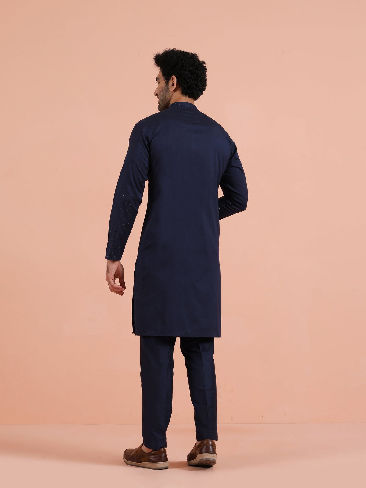 Navy Kurta with Subtle Embellishment