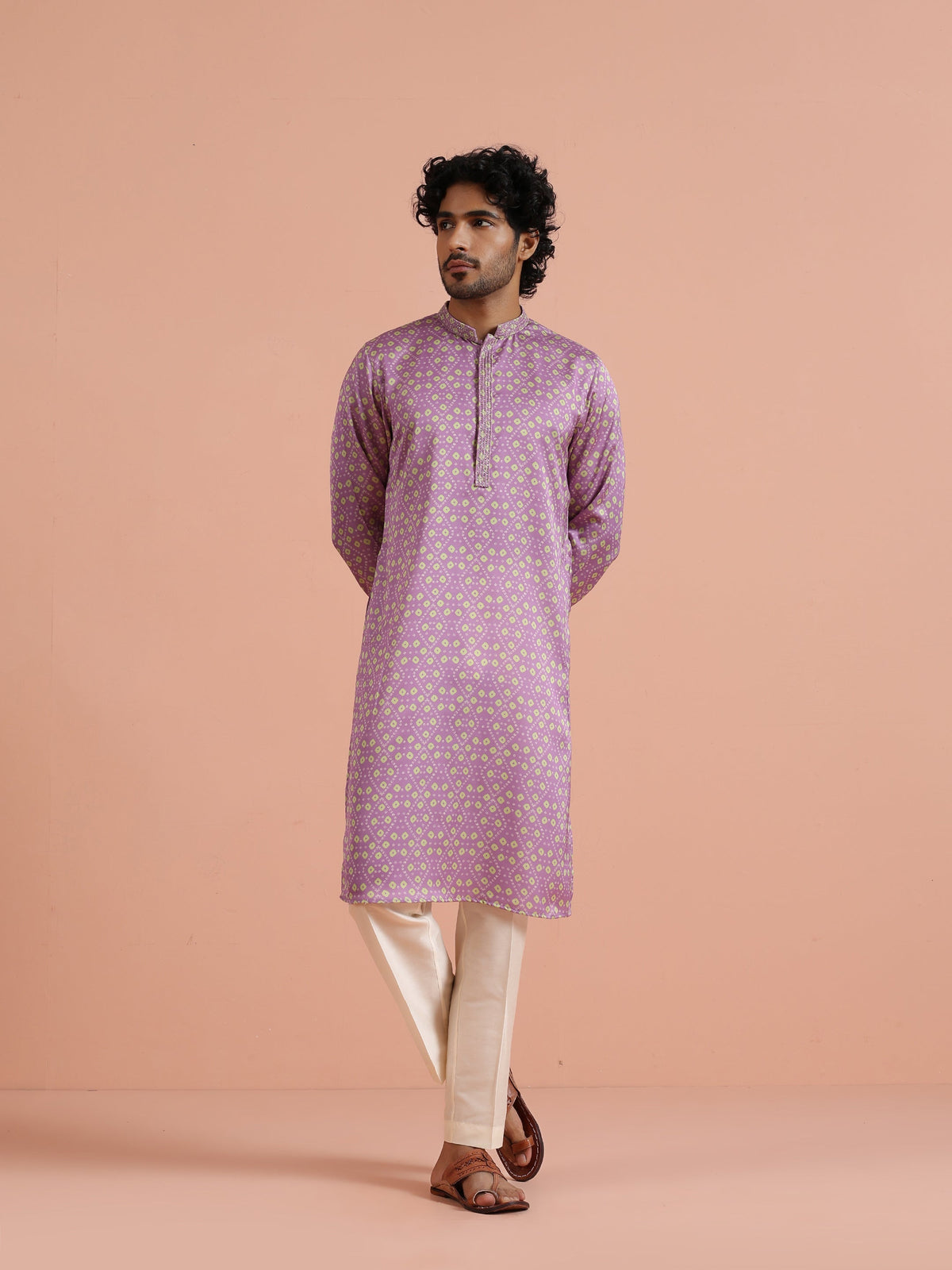 Lilac Geometric Printed Kurta