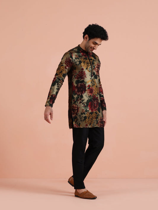 Multicolor Floral Printed Mid Kurta