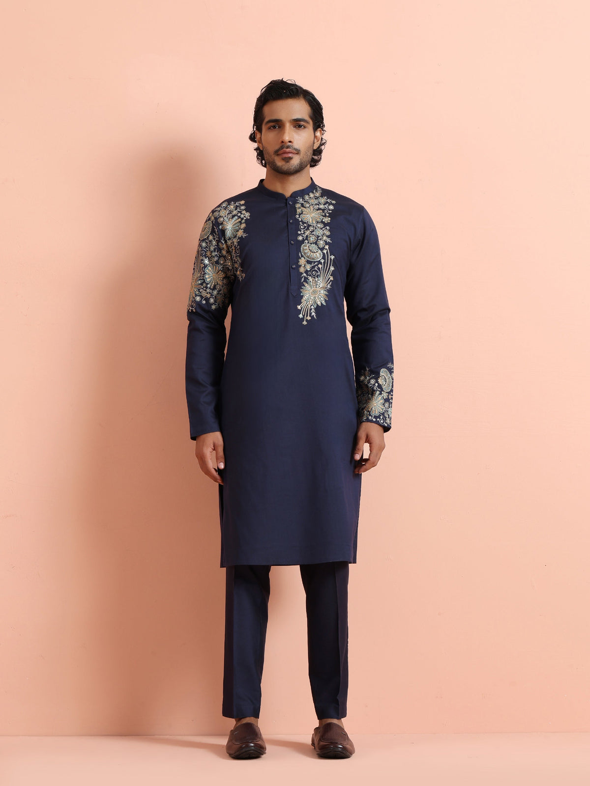 Navy Kurta with Heavy Embroidery