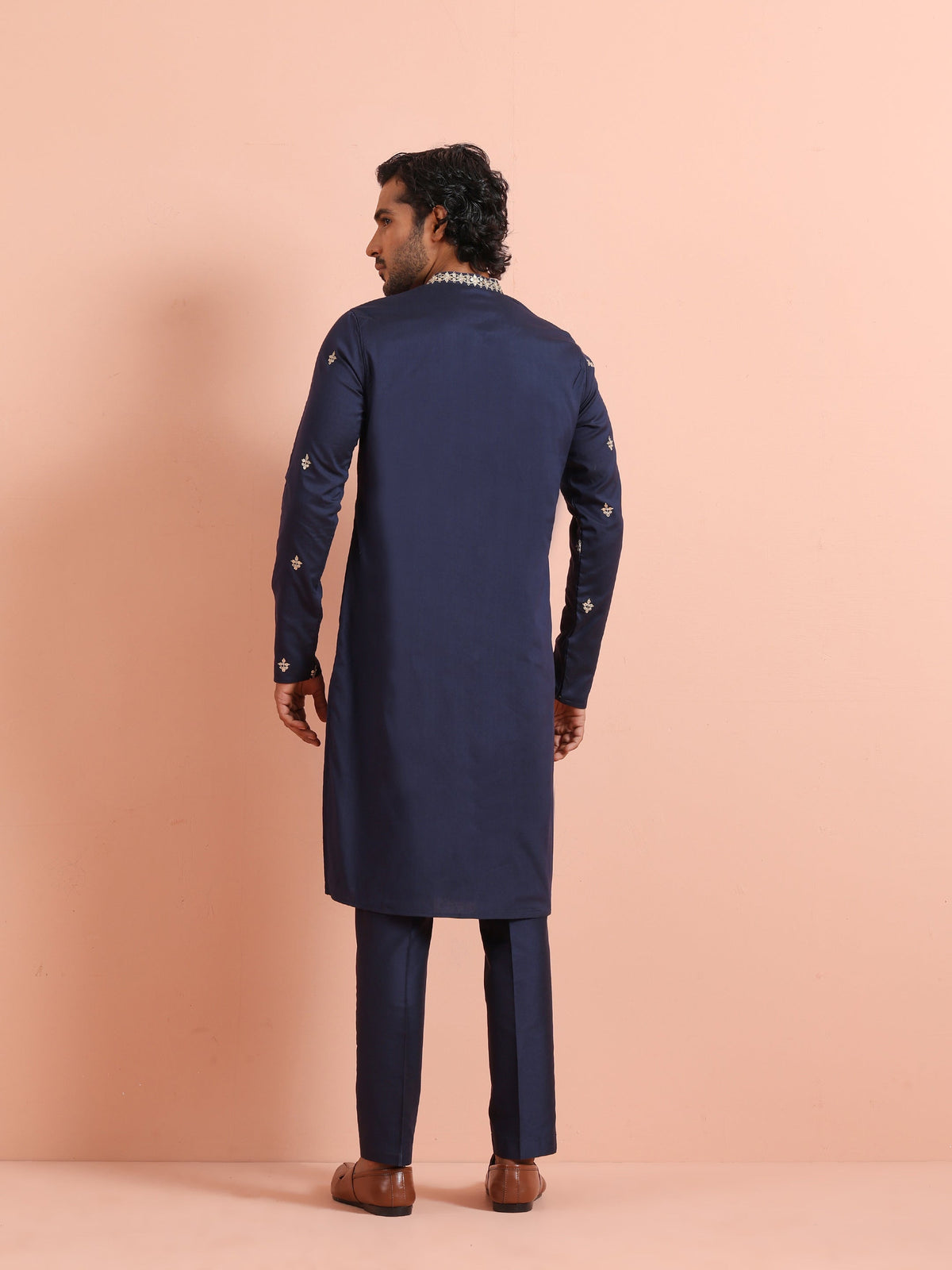 Navy Kurta with Delicate Embroidery