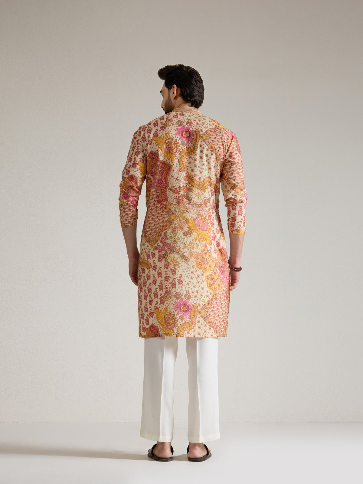 Mens Multicolor Blended Print Kurta