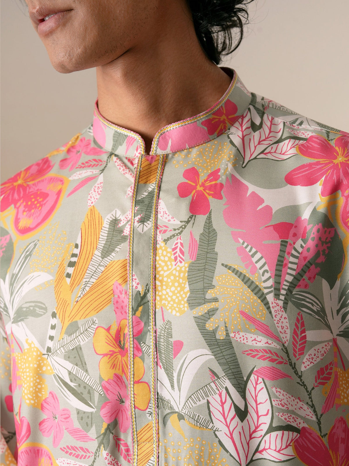 Men Multicolor Blended Print Kurta