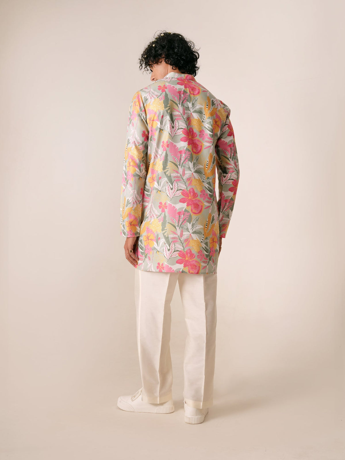 Men Multicolor Blended Print Kurta