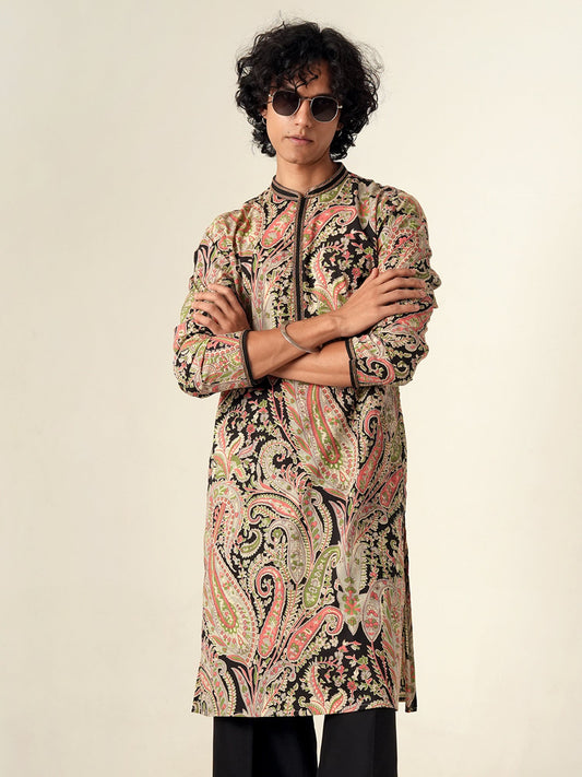 Mens Multicolor Cotton Print Kurta