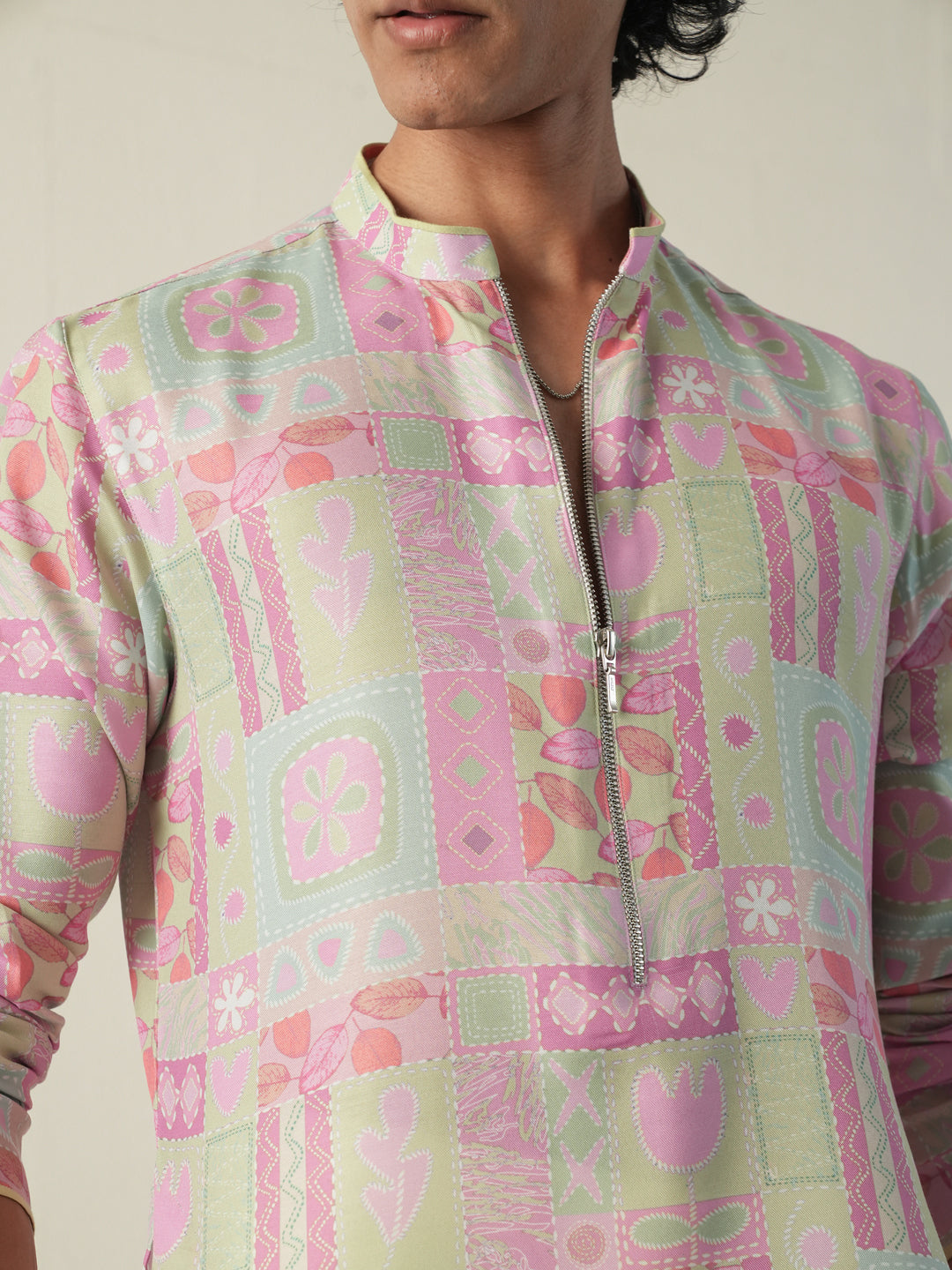 Men Multicolor Blended Print Kurta