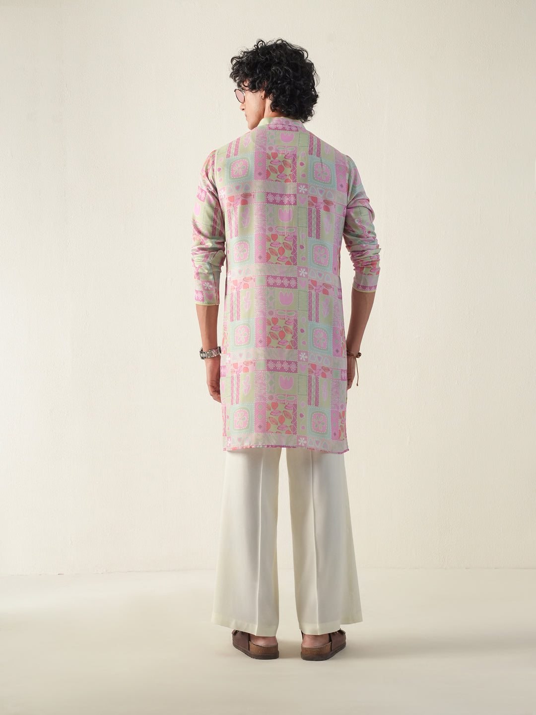 Men Multicolor Blended Print Kurta