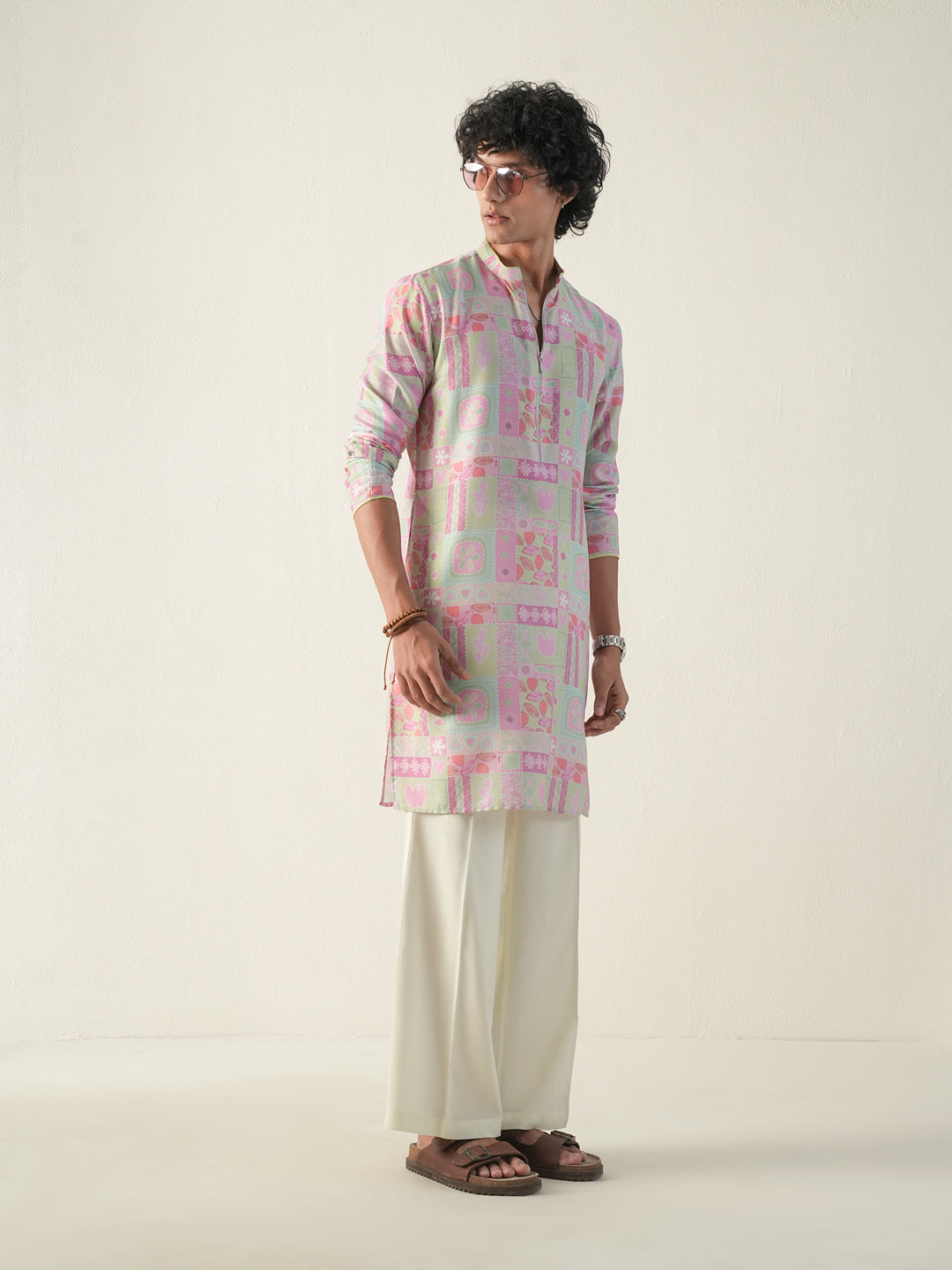 Men Multicolor Blended Print Kurta