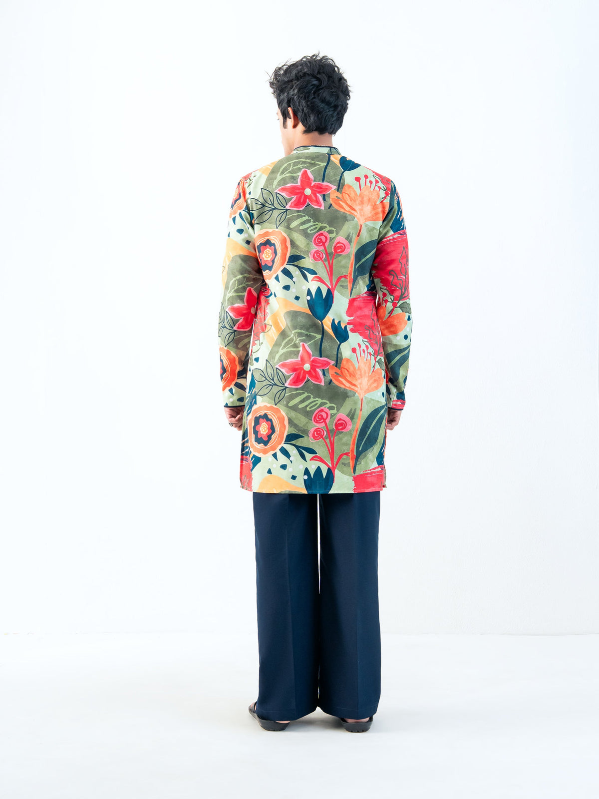 Mens Multicolor Blended Print Kurta