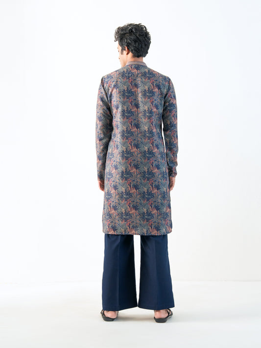 Mens Multicolor Blended Print Kurta