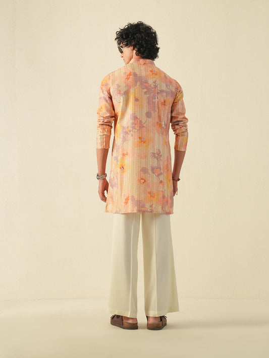 Men Multicolor Blended Print Kurta