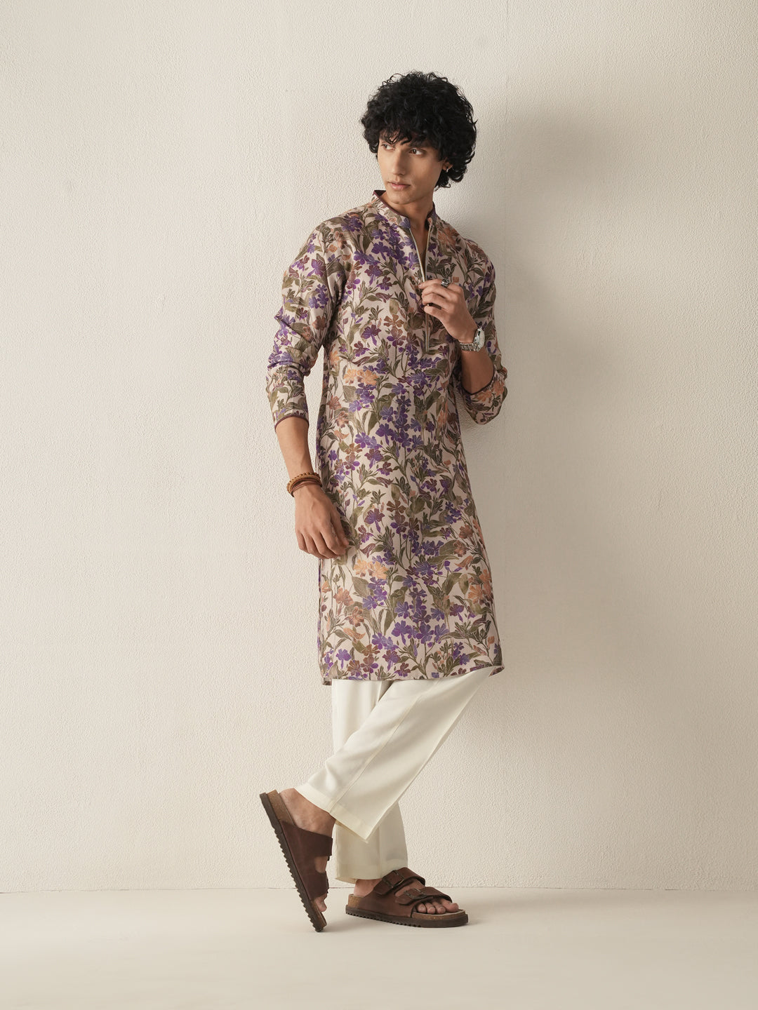 Men Multicolor Cotton Print Kurta