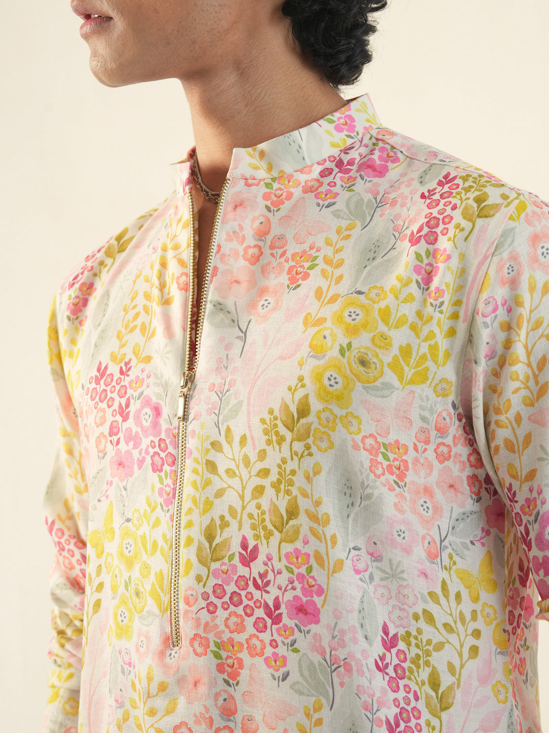 Men Multicolor Cotton Print Kurta