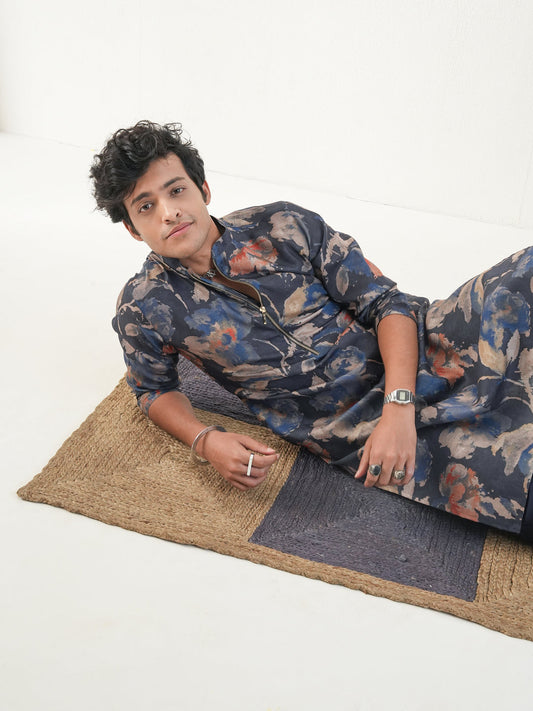 Men Multicolor Cotton Print Kurta