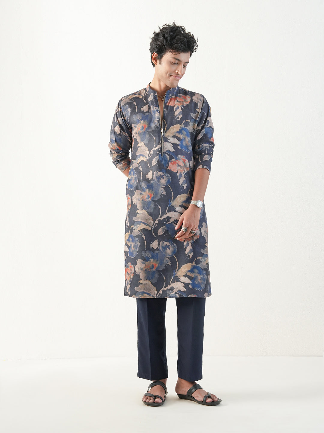 Men Multicolor Cotton Print Kurta