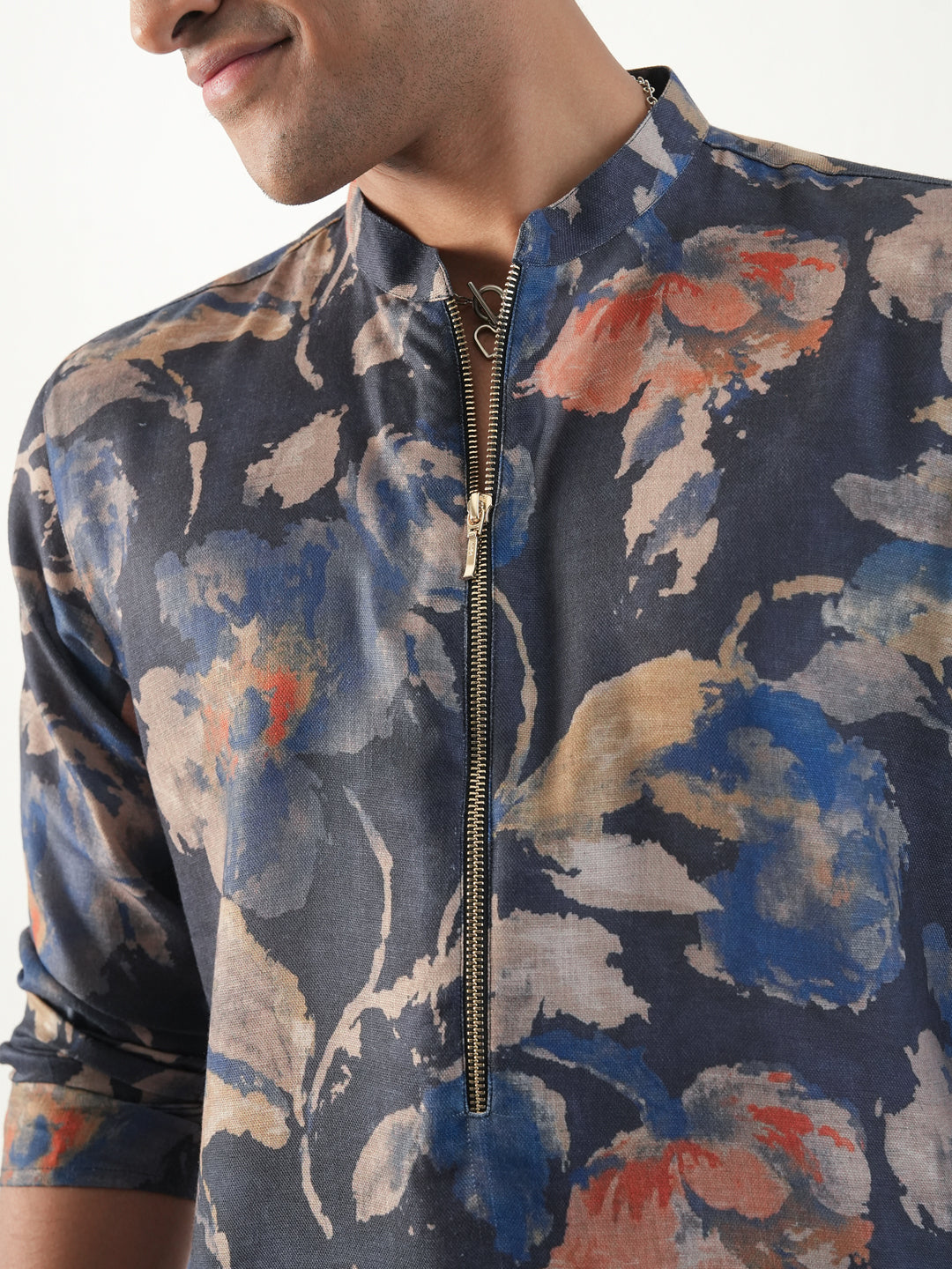 Men Multicolor Cotton Print Kurta