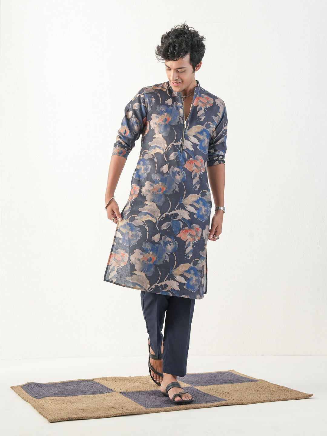 Men Multicolor Cotton Print Kurta