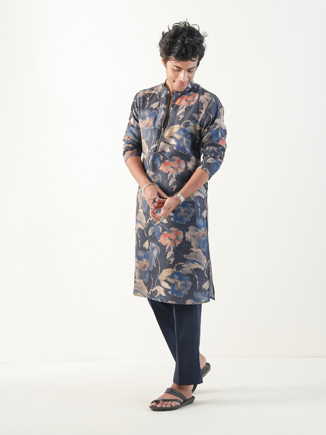 Men Multicolor Cotton Print Kurta