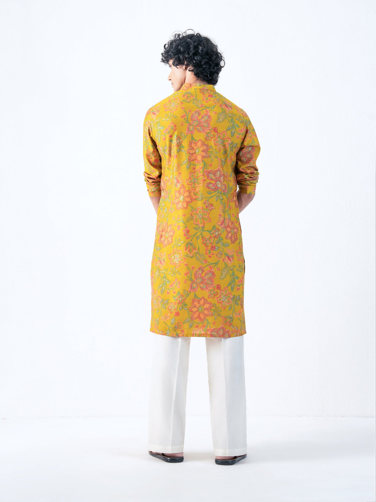 Mens Multicolor Blended Print Kurta