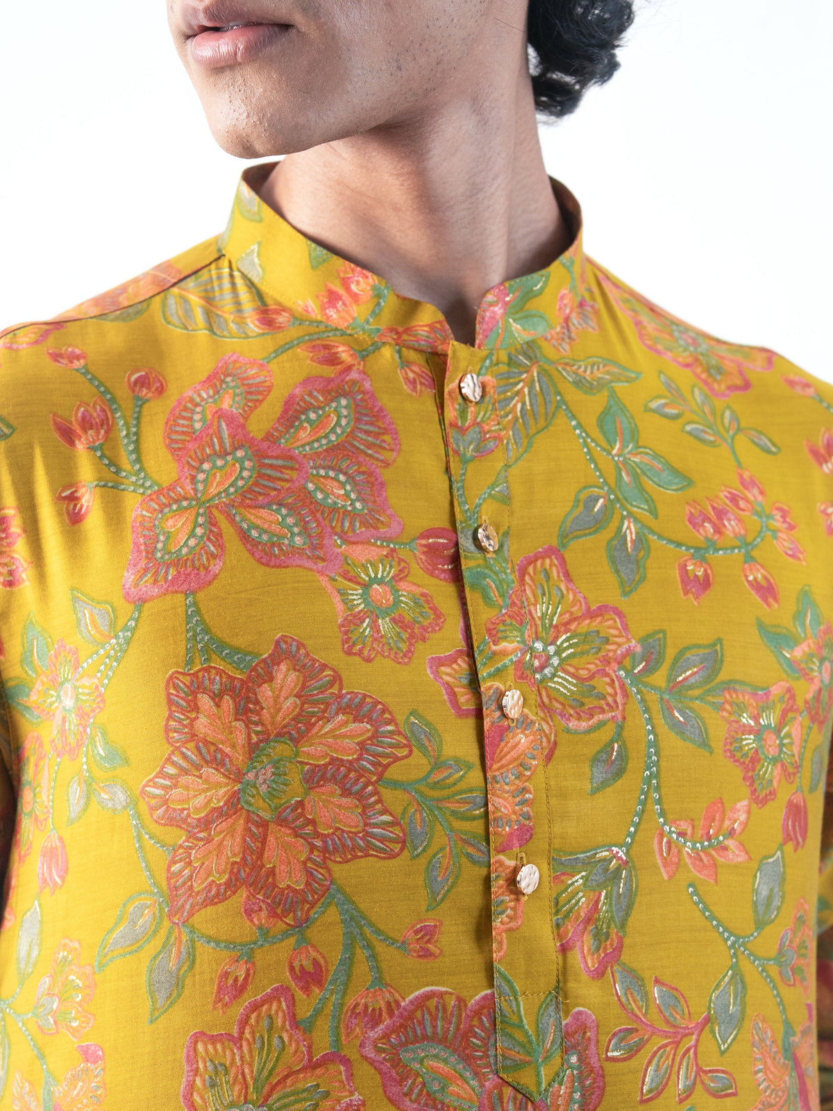 Mens Multicolor Blended Print Kurta