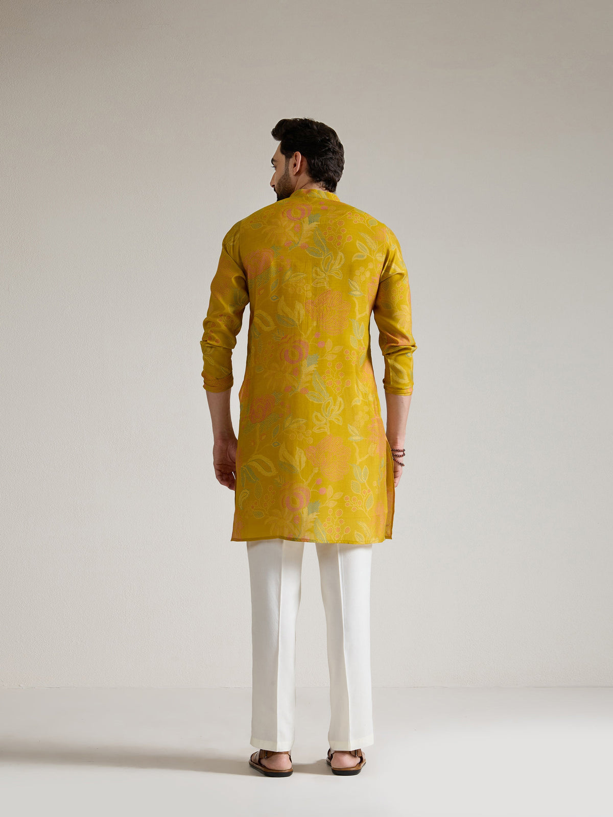 Mens Multicolor Blended Print Kurta
