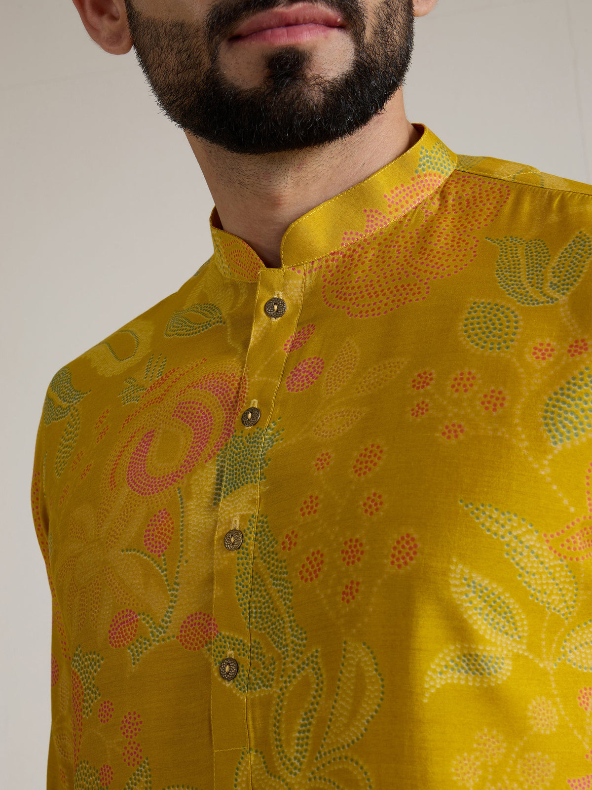 Mens Multicolor Blended Print Kurta