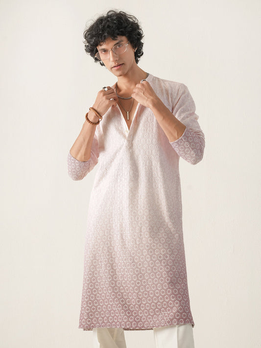 Mens Ombre Rayon Embroidery Kurta