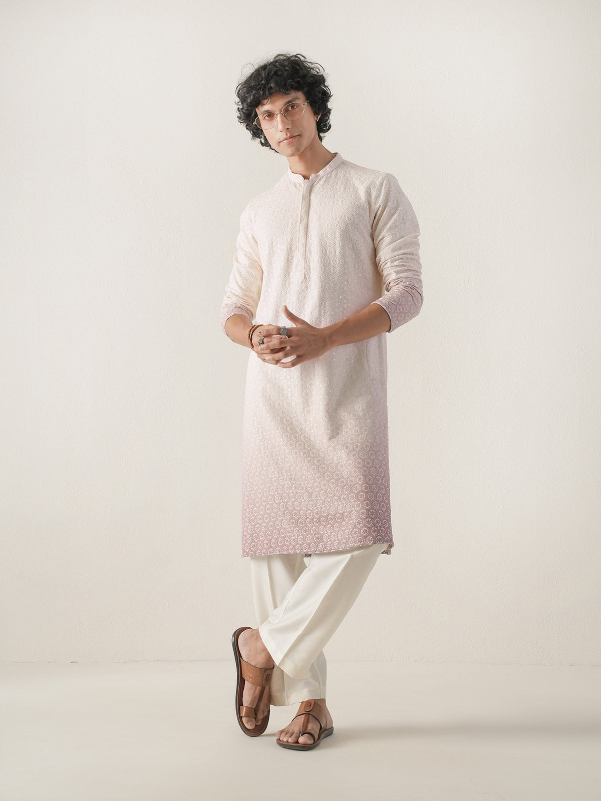 Mens Ombre Rayon Embroidery Kurta