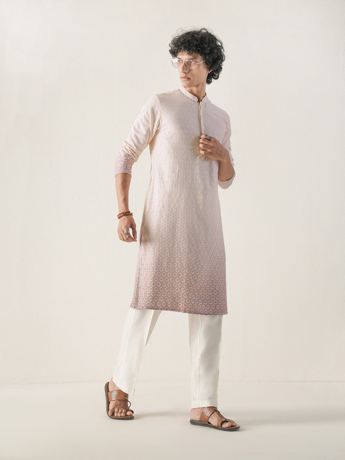 Mens Ombre Rayon Embroidery Kurta