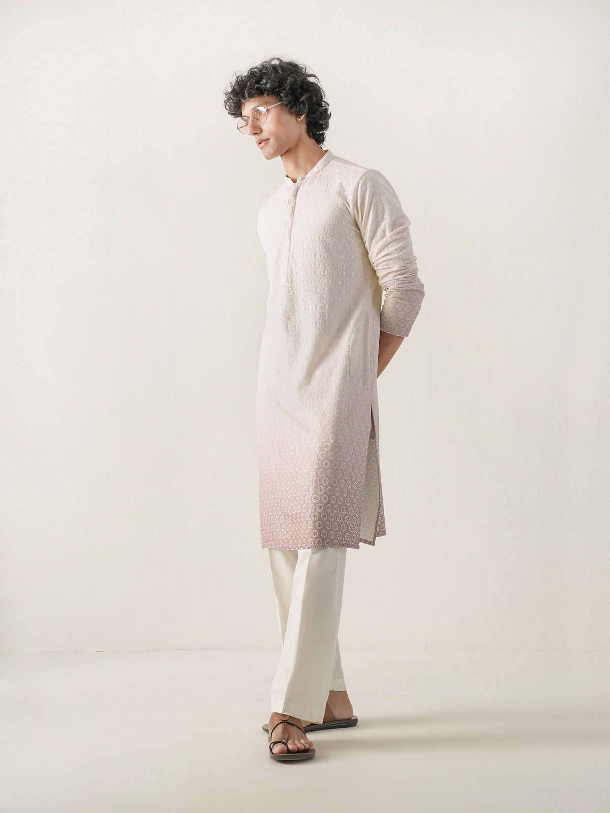 Mens Ombre Rayon Embroidery Kurta