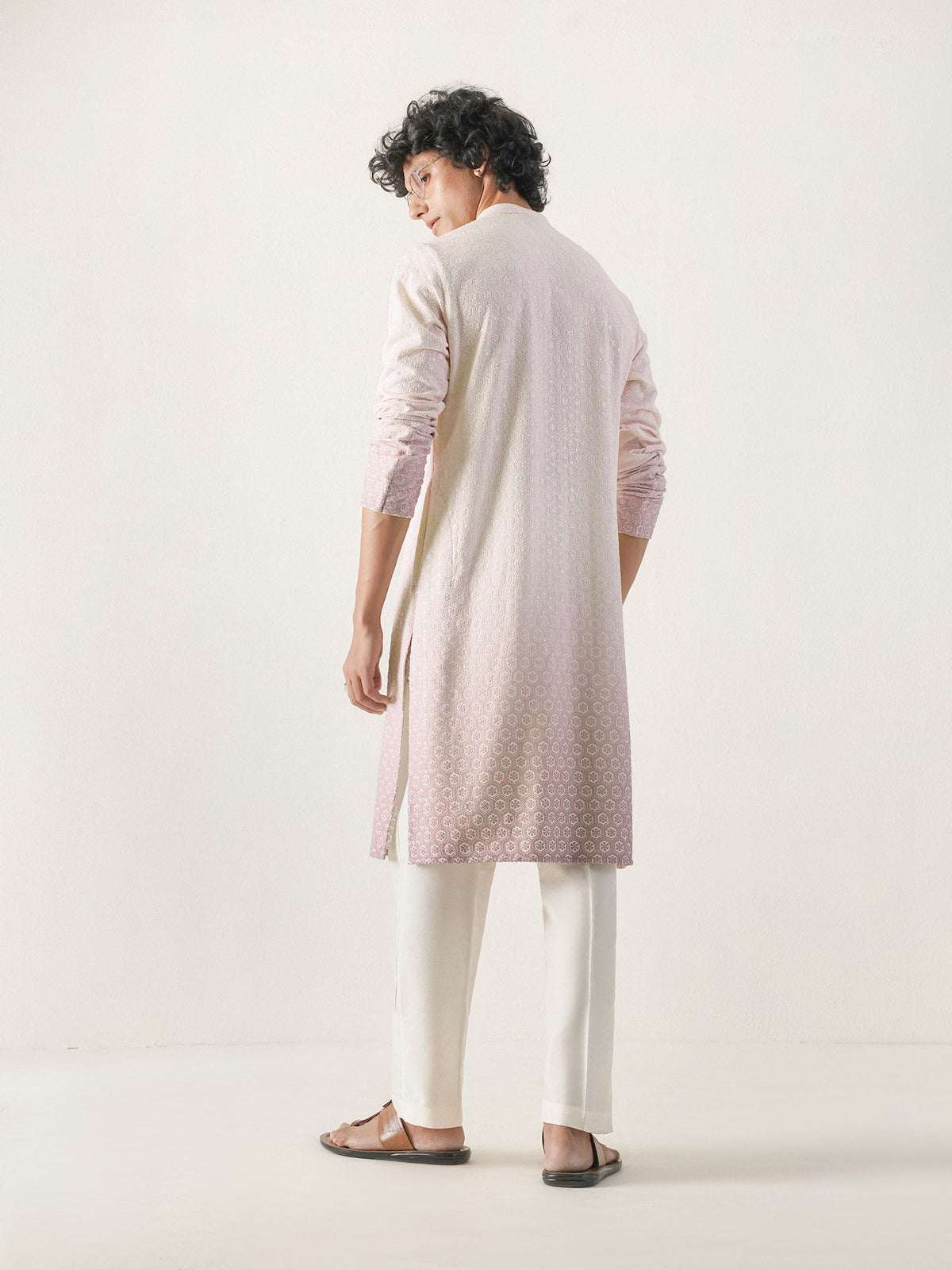 Mens Ombre Rayon Embroidery Kurta